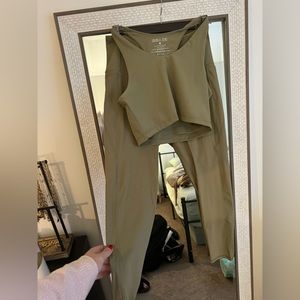 Lane 201 Olive Green Active Leggings and Longline Top